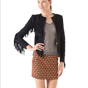 Navy suede fringe jacket